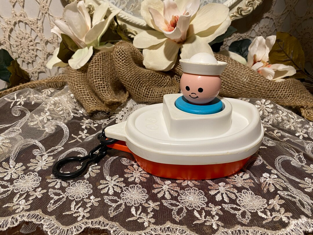 Vintage 1978/74 Fisher Price Bath Toy Tug Boat and Sailor Etsy