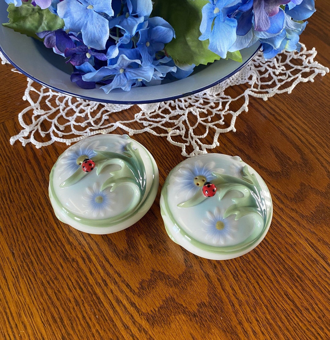 Franz Fine Porcelain Hand Painted Ladybug Salt and Pepper Etsy