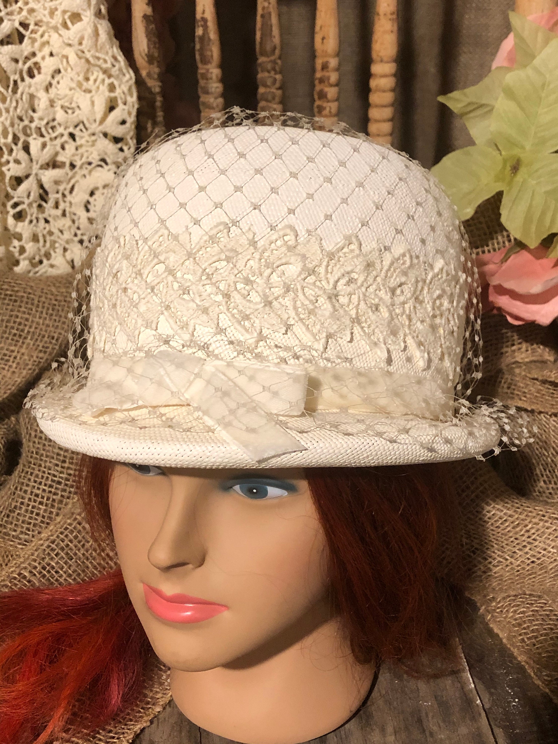 Vintage Union Made Ivory Ladys Hat Etsy