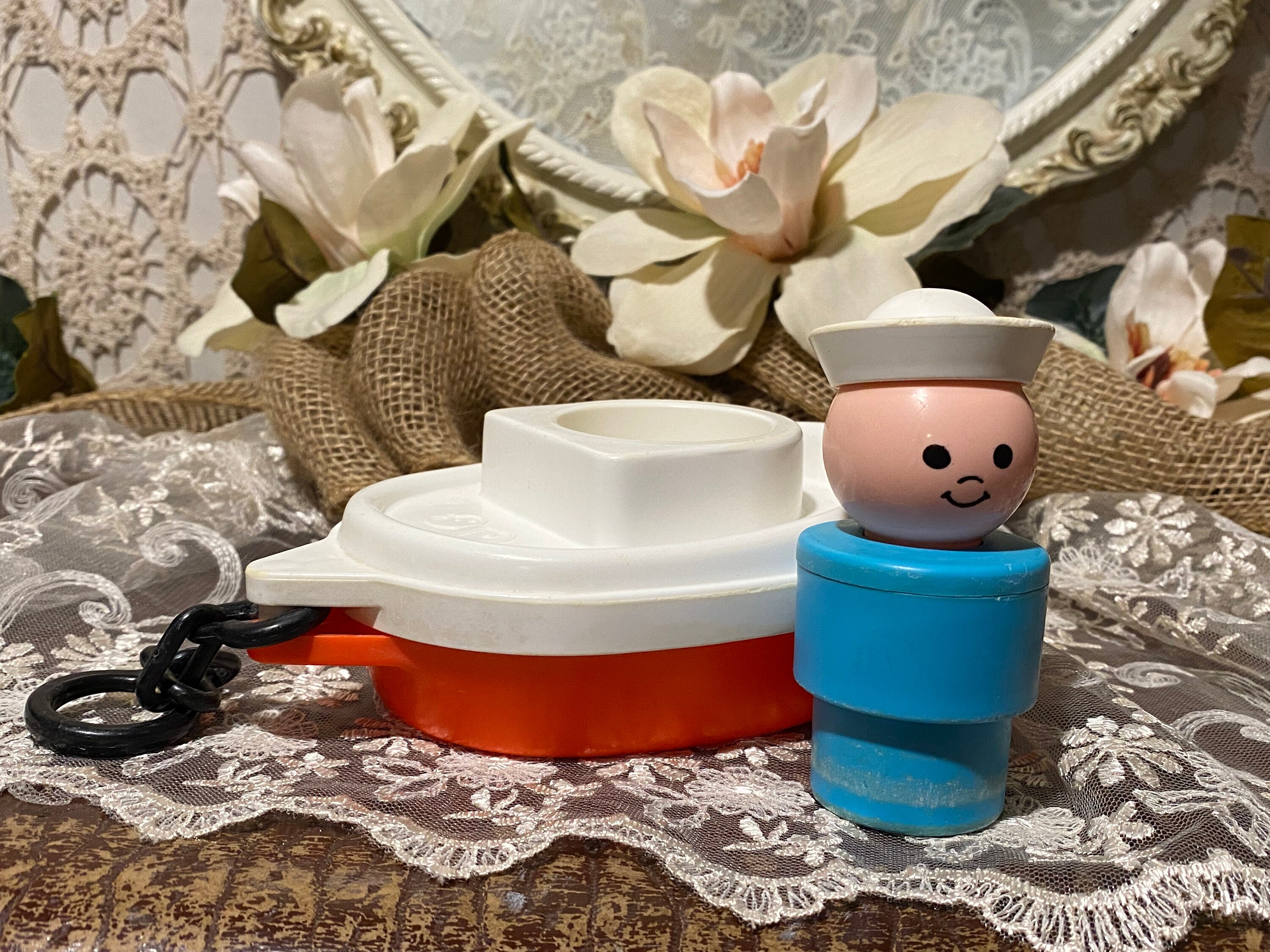 Vintage 1978/74 Fisher Price Bath Toy Tug Boat and Sailor Etsy