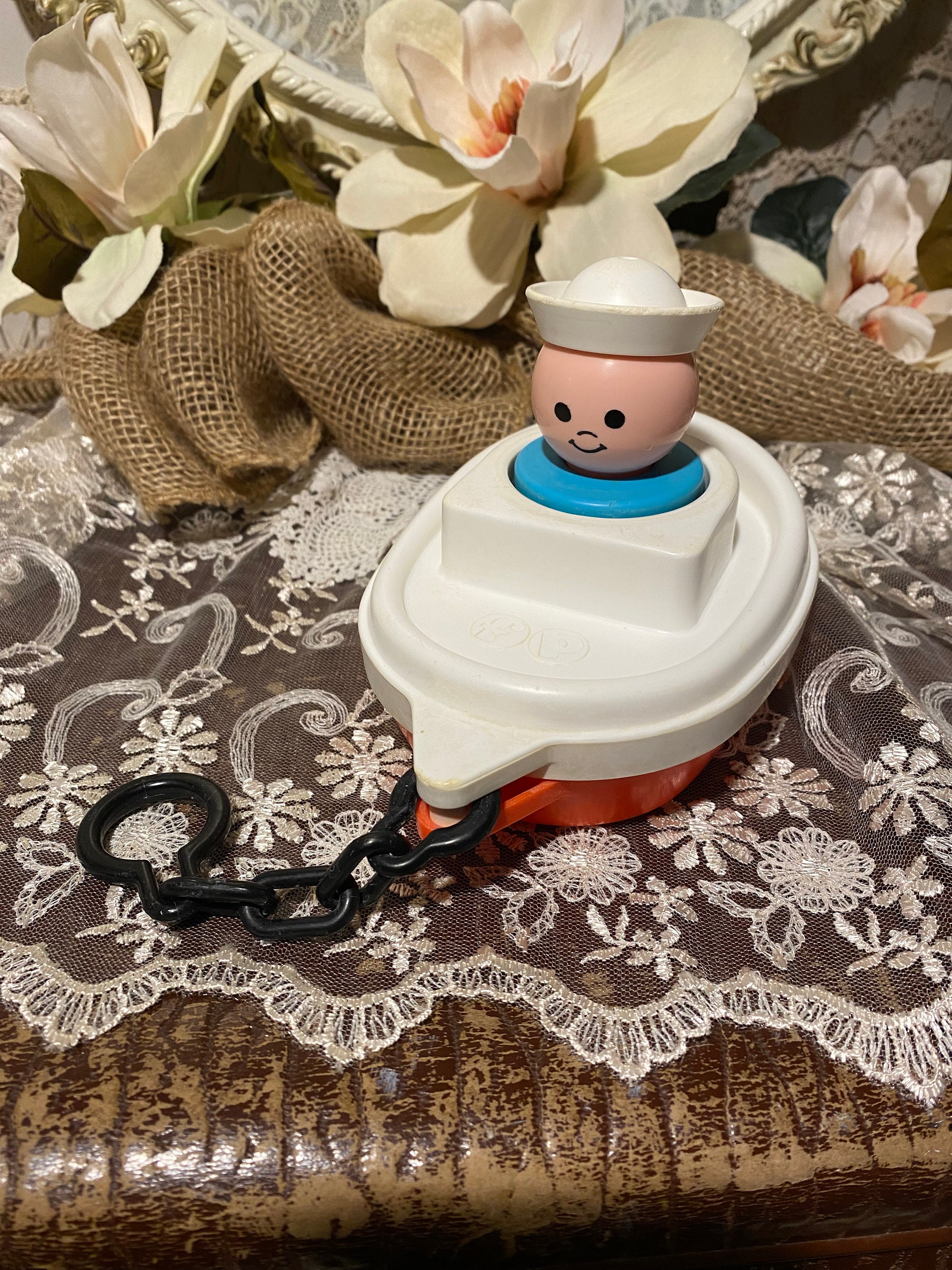 Vintage 1978/74 Fisher Price Bath Toy Tug Boat and Sailor Etsy