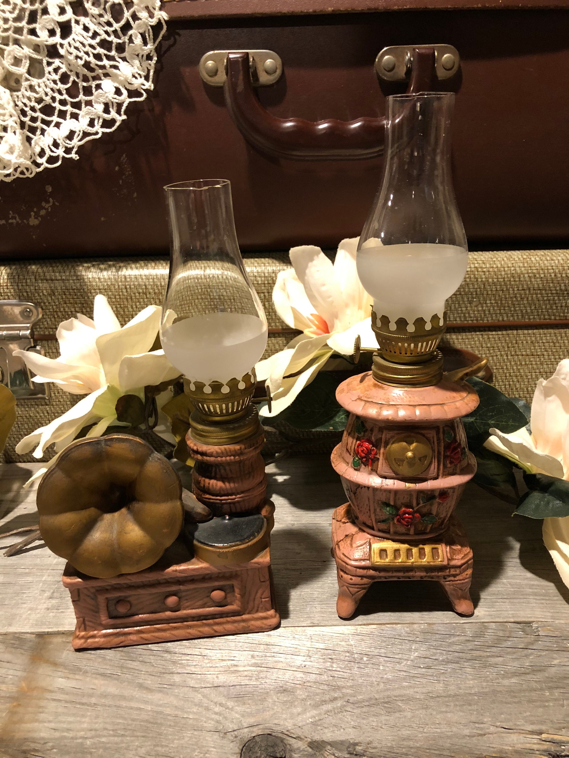 Vintage Ceramic Mini Oil Lamps Japan PotBelly Stove Phonograph Etsy
