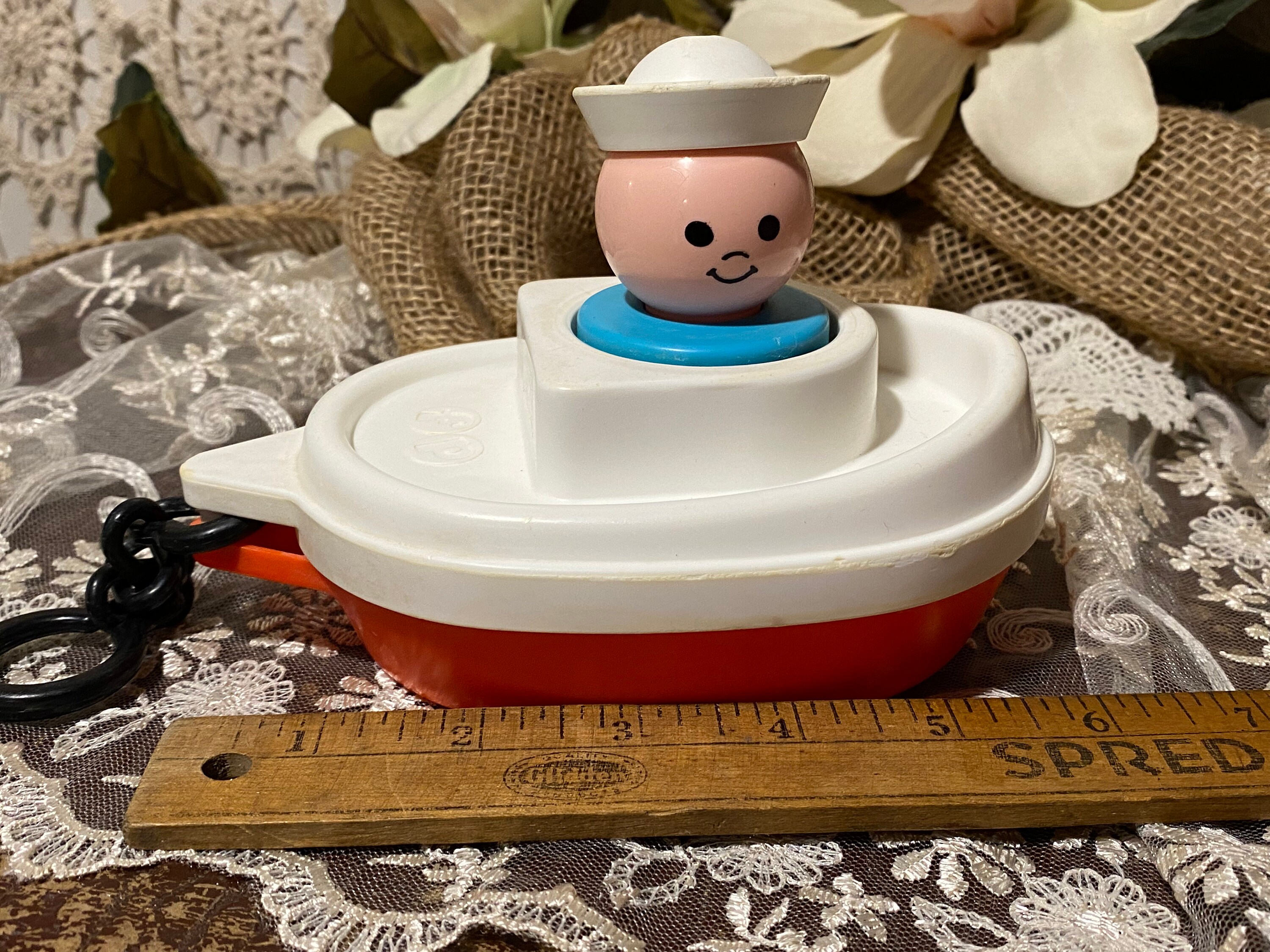 Vintage 1978/74 Fisher Price Bath Toy Tug Boat and Sailor Etsy