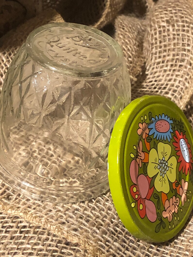 Vintage Ball Quilted Crystal 1/2 Pint Jelly Jar With Pretty Etsy