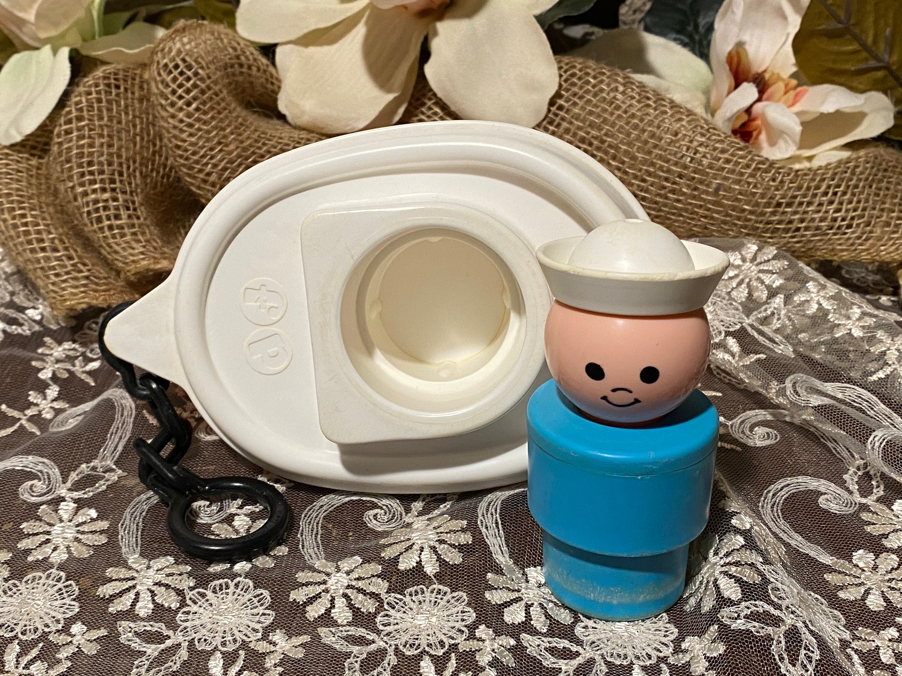 Vintage 1978/74 Fisher Price Bath Toy Tug Boat and Sailor Etsy