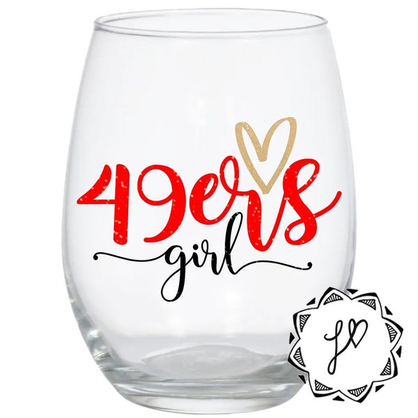 49er Stemless Wine Glass, Niners Fan, Football Girl, Gift For Her, Best Friend Gift, Wine Lover, Wine Cup, Sports Fan, San Francisco Ladies