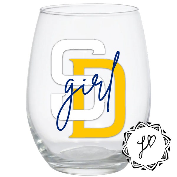 San Diego Padres Girl Stemless Wine Glass, Baseball, Gift For Her, Mom Gift, SD, Padres Cup, San Diego Tumbler, Padres Gear, Mothers Day