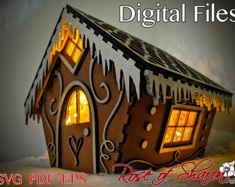 Gingerbread house svg files, Laser DIY kit, thanksgiving decor, christmas decorations, gingerbread man svg, laser cut files, glowforge svgs
