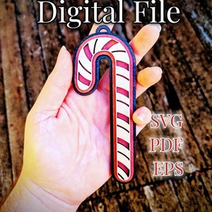 Candy Cane ornament SVG, PDF, EPS, christmas ornament svg, candy svg, decoration, holiday svg, svg files, laser cut files, digital download