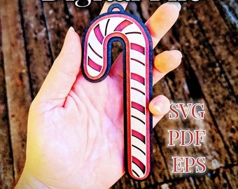 Candy Cane ornament SVG, PDF, EPS, christmas ornament svg, candy svg, decoration, holiday svg, svg files, laser cut files, digital download