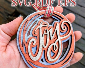 Joy ornament SVG file, PDF, EPS, vector, christmas ornament svg, tree decorations, holiday svg, svg files, laser cut files, digital download