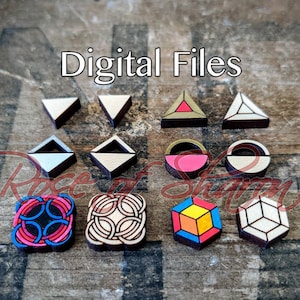 Geometric Stud pack 2 earring SVG files, rings, square, circle, triangle, quilt block, jewelry bundle svg, laser cut files, glowforge svgs