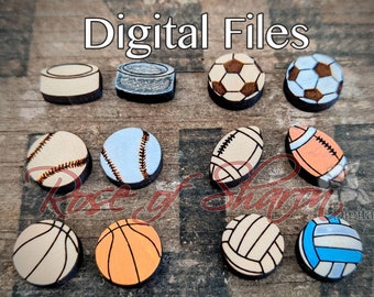 Sports 1 stud earring SVG set, football, soccer, basketball, hockey, baseball, volley ball, jewelry bundle svg, laser cut, glowforge files
