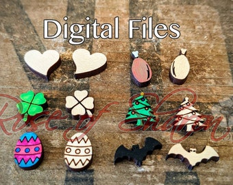 Holiday stud pack 1 earring SVG files, easter egg, christmas, halloween, st patricks day, jewelry bundle svg, laser cut files, glowforge svg