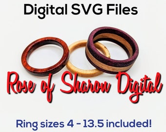 DIGITAL Ring Sizes for laser cutting, svg files, sizes 4-13.5, ring templates, vector, jewelry making supplies, laser cut files, glowforge