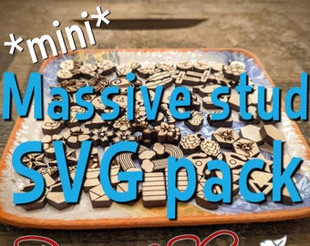 Mini Massive stud earring SVG files for 42 pairs, retro, animals, food, geometric, jewelry making bundle, laser cut files, glowforge