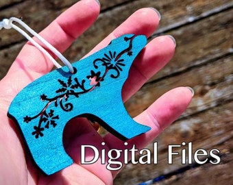 Polar bear ornament SVG file, tree decorations, animal ornaments, laser cut files, holiday pdf, eps, cricut, silhouette, digital download