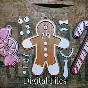 Bundle foodie ornament SVG files, gingerbread man svg, candy cane svg, peppermint pdf, christmas ornament svg, holiday svg, laser cut files