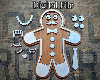 Gingerbread man ornament SVG, christmas ornament pdf, holiday svg, laser cut files, SVG laser files, cricut, silhouette, cookie SVG files