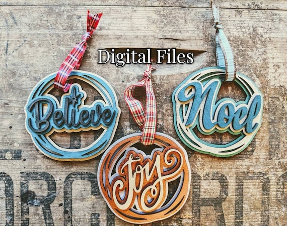 Download Bundle Word Ornament Svg Layered Christmas Svg Files Laser Etsy