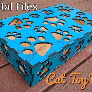 Cat Toy Box SVG, files only, kitten play, cat puzzle box, kitty toy bin, pet gift, cat toy storage, organizer, laser cut, glowforge files