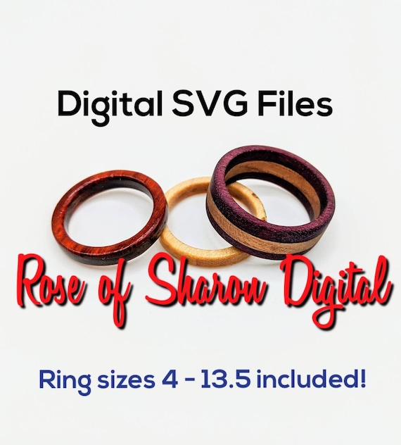 DIGITAL Ring Sizes for laser cutting, svg files, sizes 4-13.5, ring templates, vector, jewelry making supplies, laser cut files, glowforge