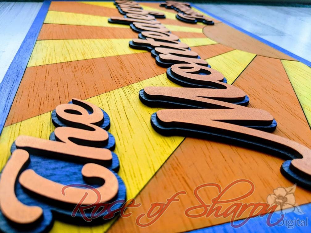 Download Sunrise layered sign SVG diy laser cut files family name ...