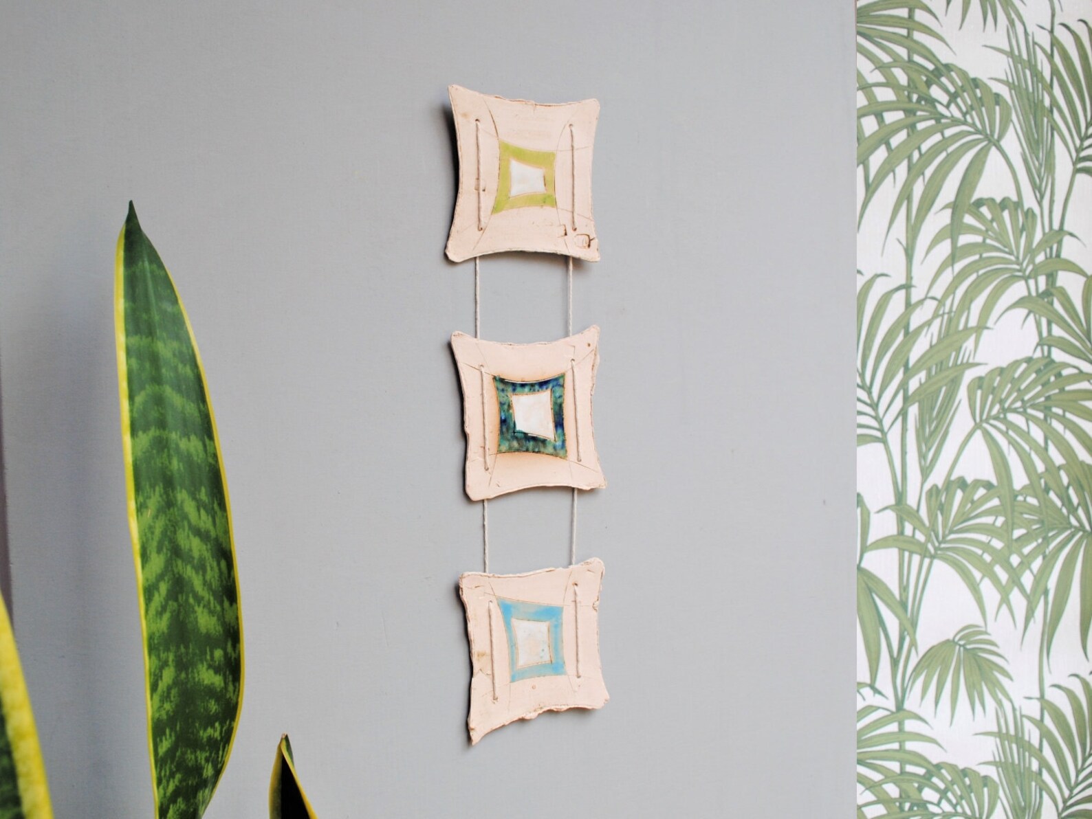 3 Hanging wall tiles on string for narrow spaces. Contemporary Etsy