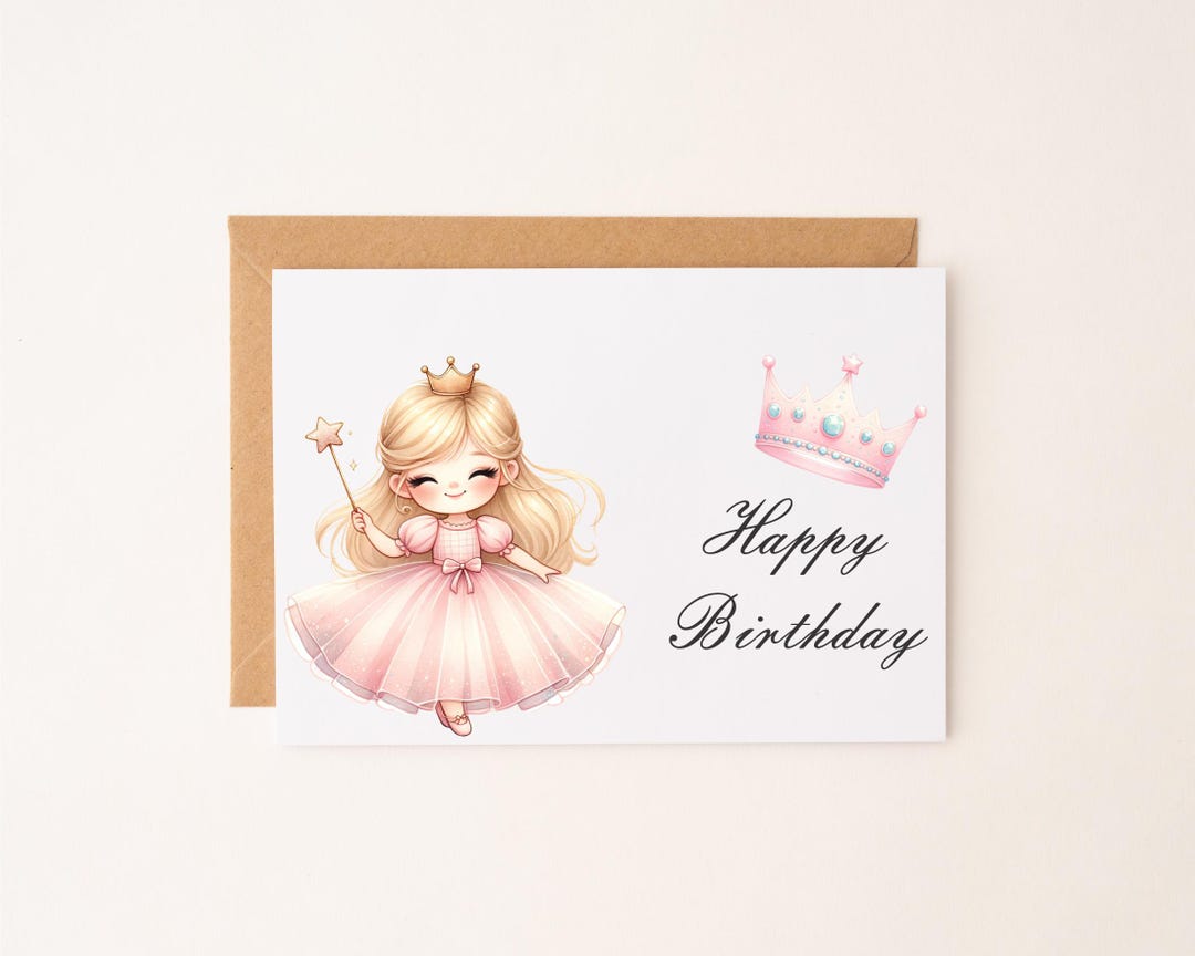 Printable Princess Birthday Card - Etsy