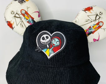 Jack and Sally corduroy bucket hat