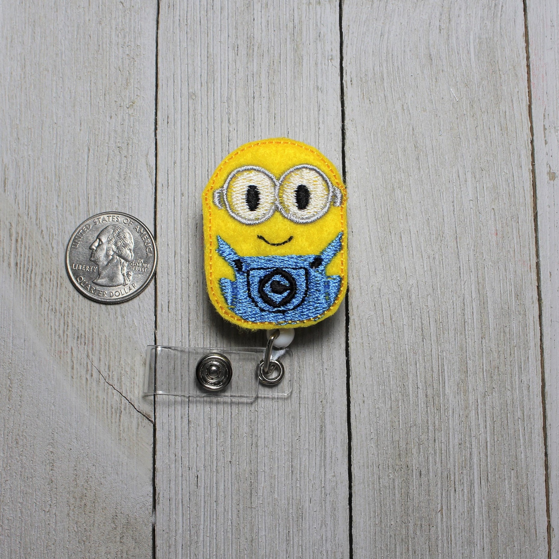 Minion Badge Holder With Retractable Reel Minion Feltie Etsy Australia