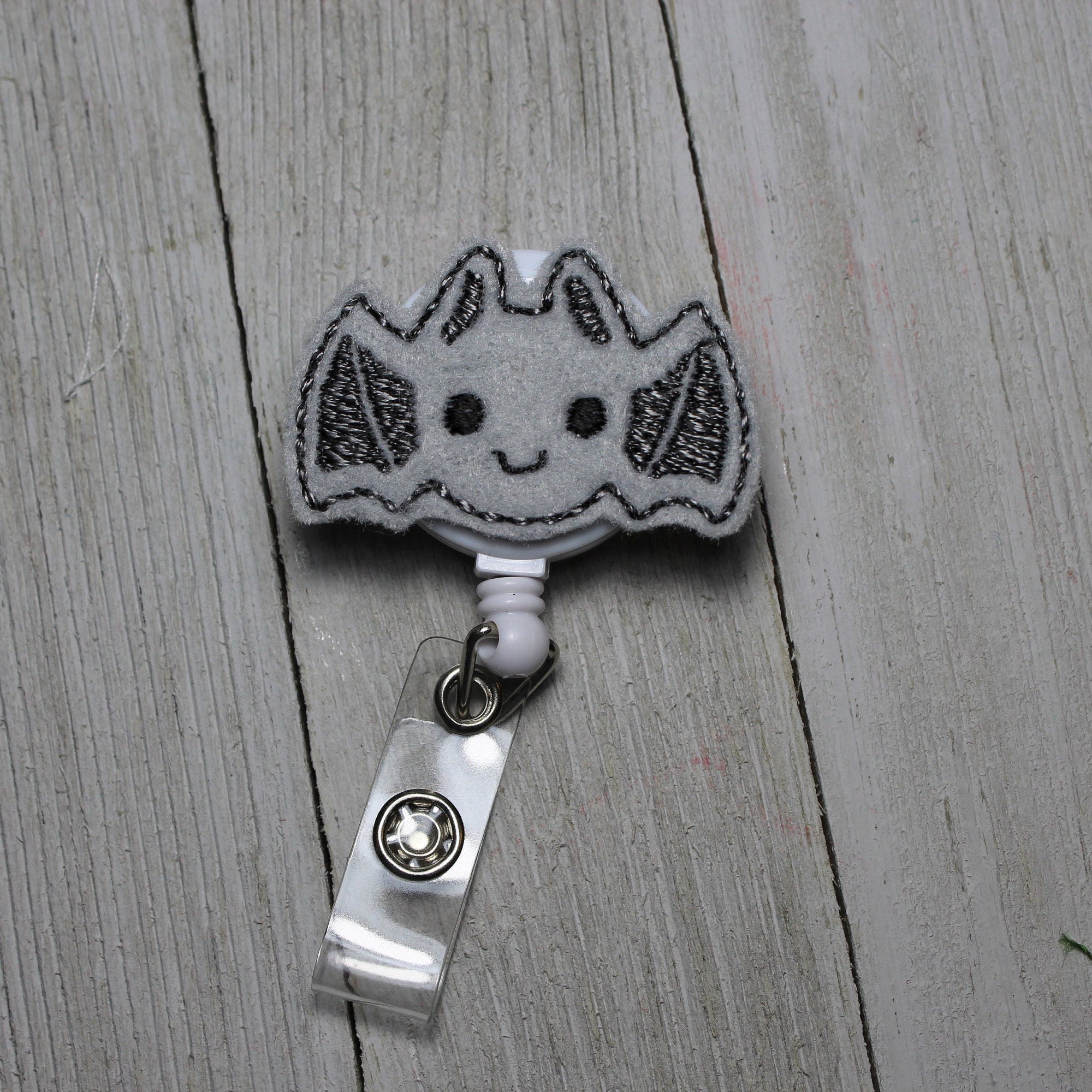 Cute bat name badge holder