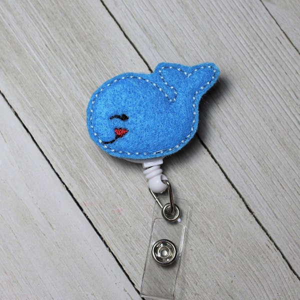 Whale badge holder with retractable reel, Ocean badge holder, Sea animal badge