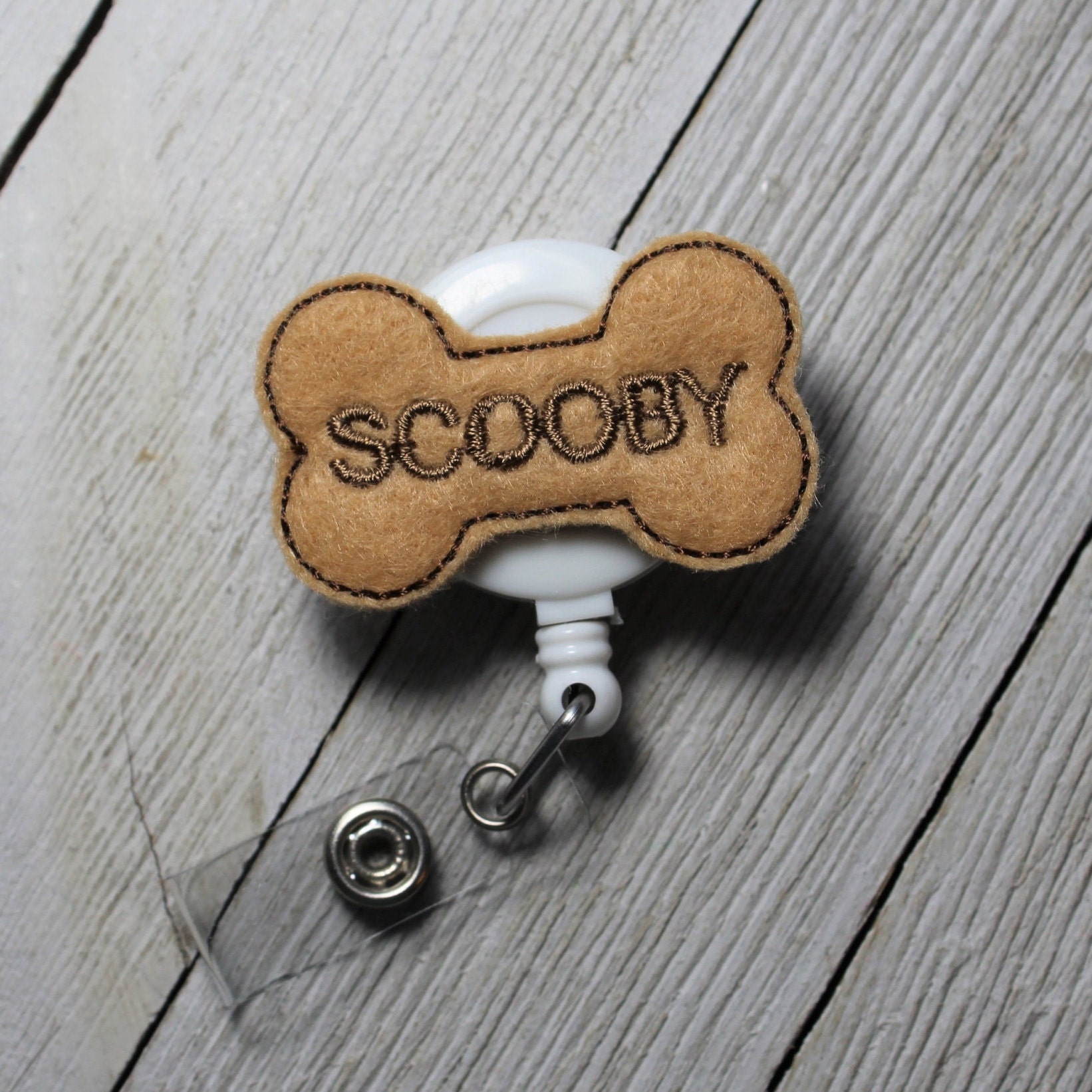 Scooby snack badge holder, dog bone badge holder, scooby carabiner