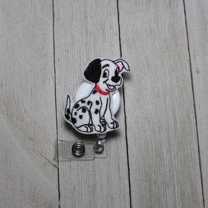 Dalmatian badge holder with retractable reel, Dog badge holder, Animal badge, movie character badge
