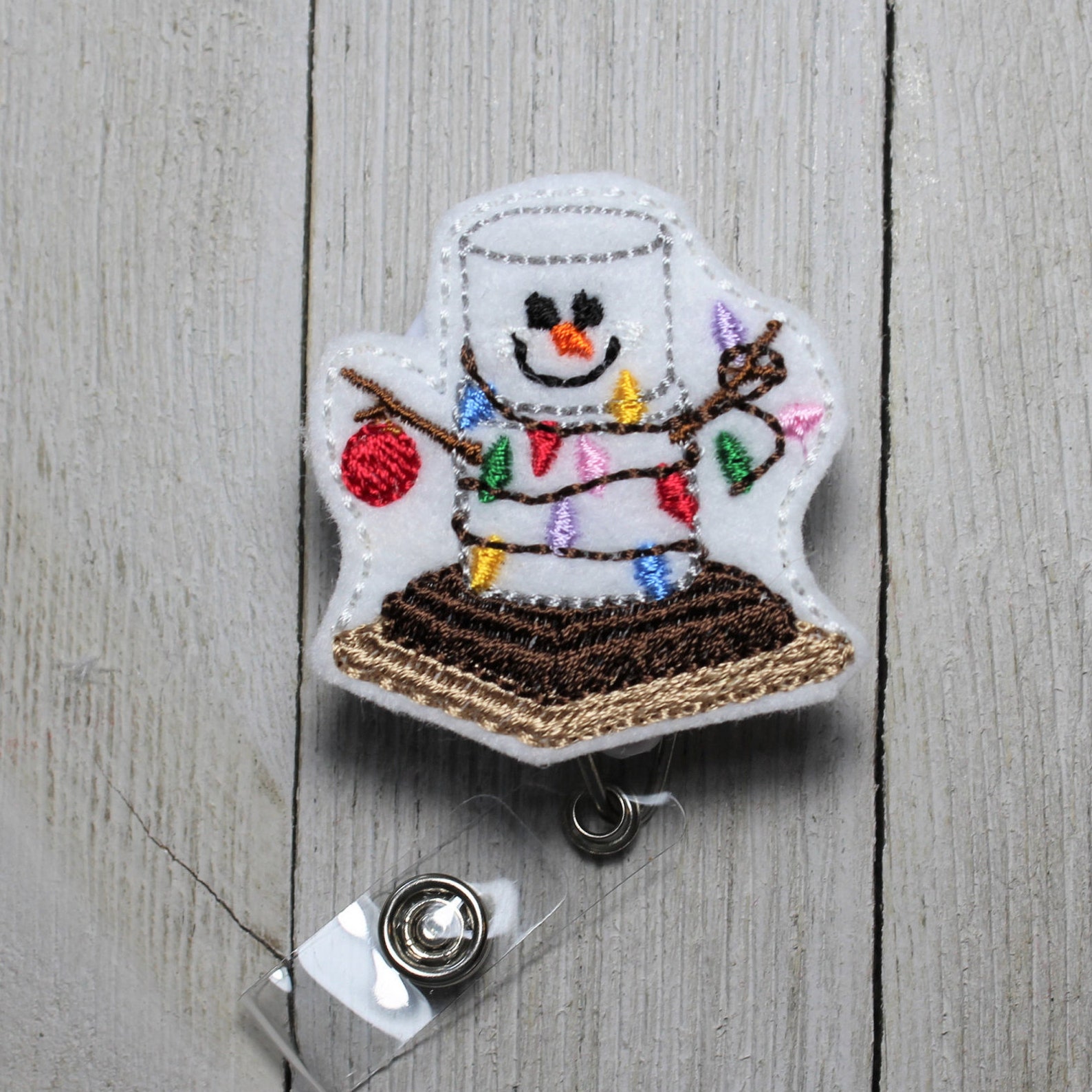 Christmas S'more Badge Holder With Retractable Reel Smore Etsy