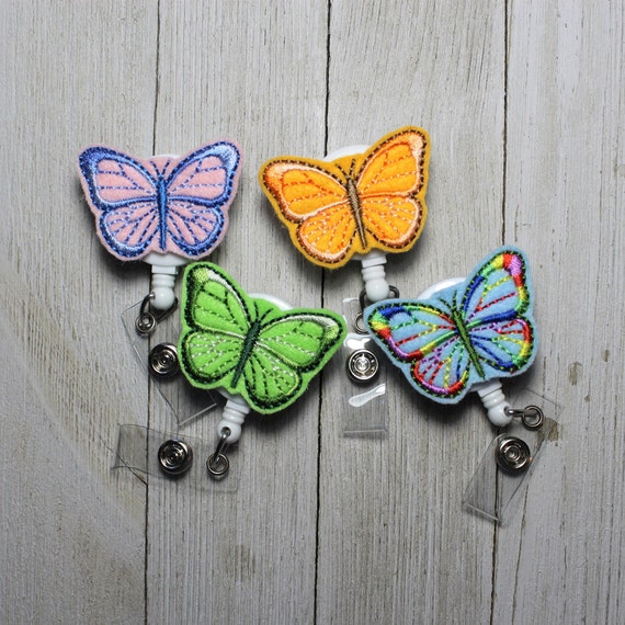 Beautiful Butterfly Retractable ID Badge Holder, Nurse Badge Name Tag Reel  