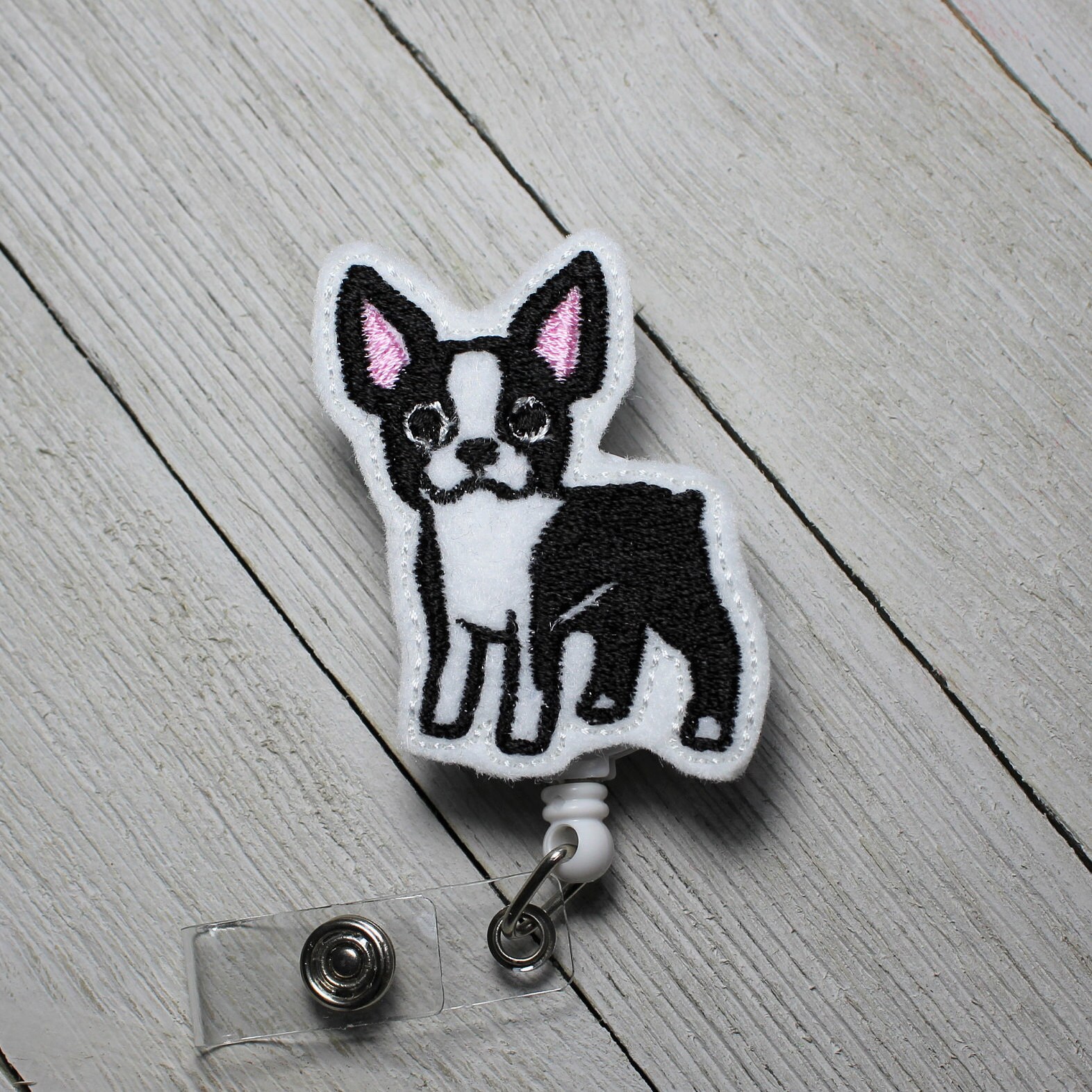 Boston Terrier badge holder