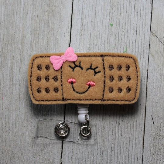 Happy Band-aid Badge Holder With Retractable Reel, Band-aid Badge