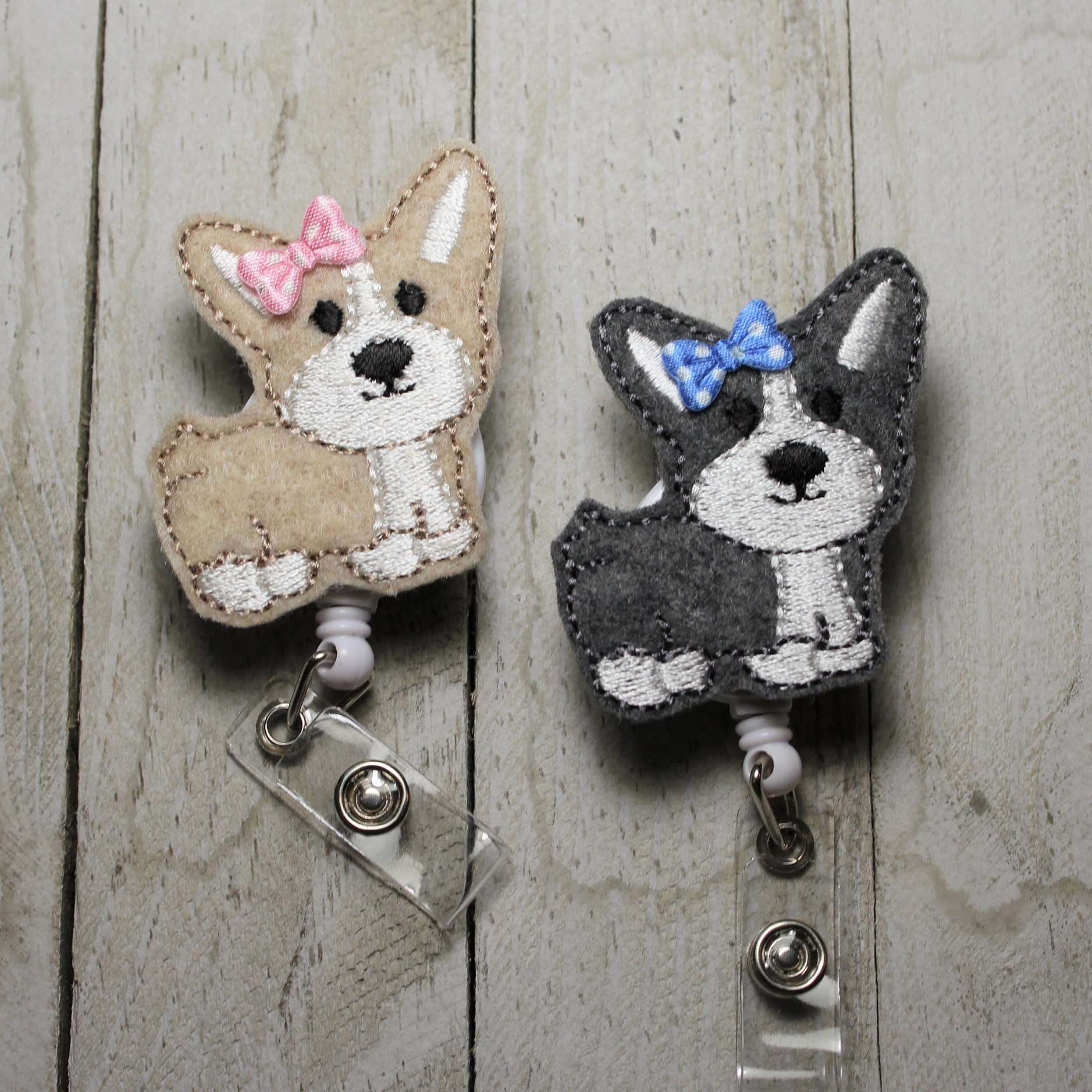 Corgi retractable badge holder, Corgi ID holder, dog badge holder
