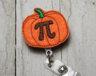 Pumpkin Pie retractable name badge holder, Fall name tag clip