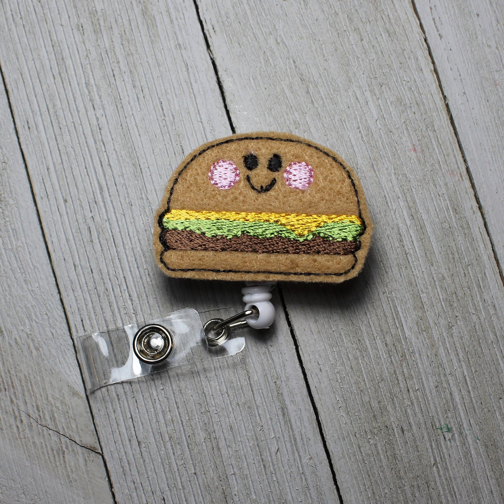 Hamburger And French Fries Badge Holders With Retractable Etsy