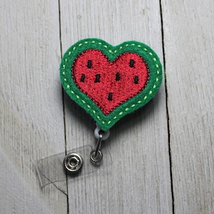 Watermelon heart, Watermelon badge holder, watermelon carabiner, watermelon lanyard, Summer badge holder