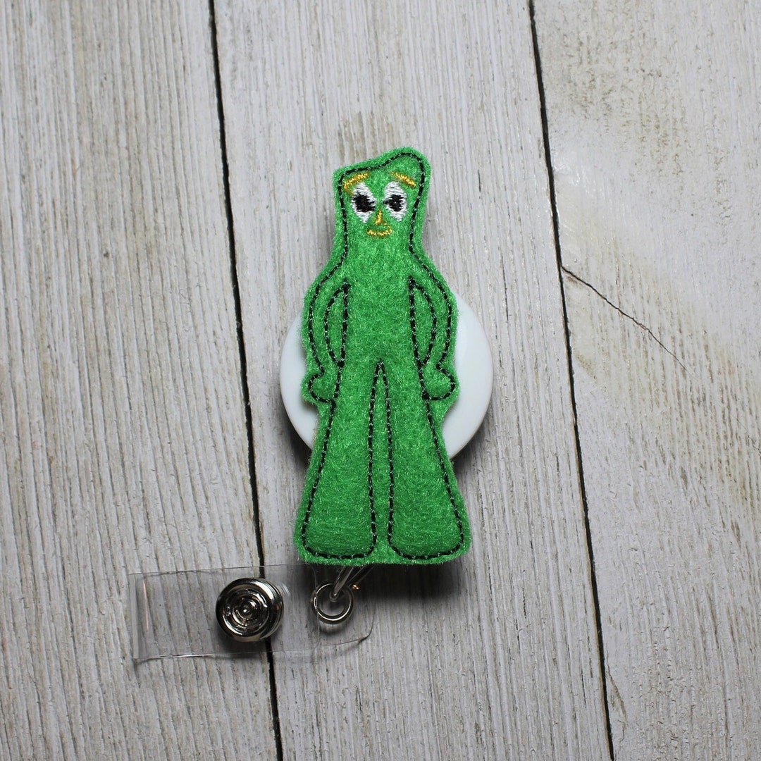 Gumby Badge Holder Cartoon Badge Reel Gumby Character Green Etsy
