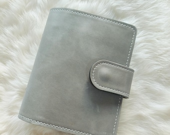 A7 Leather Ring Binder Cover: Filofax Pocket Insert, Silver Rings, #25071608