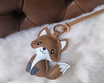 Leather Bag Charm~ Fox Genuine Goat Leather keychain #241100302