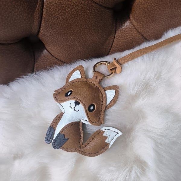 Leather Bag Charm~ Fox Genuine Goat Leather keychain #241100302