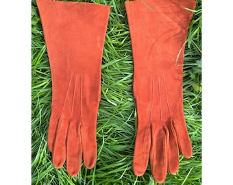 Vintage 1960s Rich Brown Suede Gloves In XS / XS Small Vintage Gloves / Brown Retro Gloves / 60s Suede Gloves