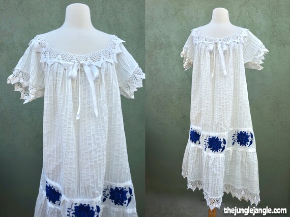 Vintage 1960s Peasant Dress With Embroidery Detail