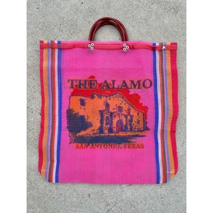 vintage 1960s The Alamo San Antonio Texas Tote Bag Purse Rainbow Stripe Woven / vintage Bags / vintage Tote / Retro Tote Bags / 60s Tote Bag image 5